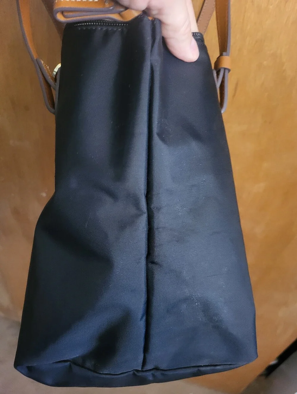 Bric's Milano Black Luxury X-collection Commuter Tote with Tan Leather Handles.